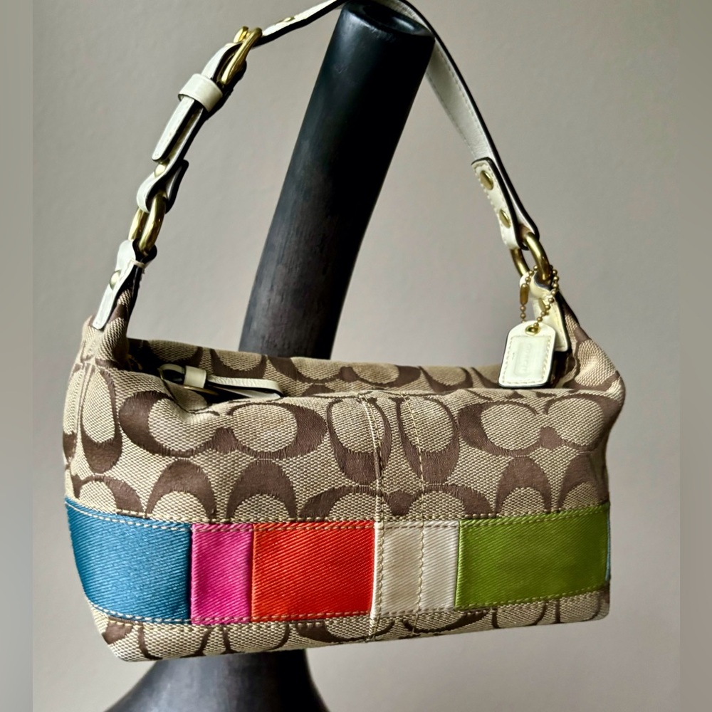 COACH Mini Signature Canvas Multicolored Bag Y2k